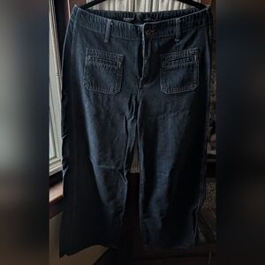 Old Navy Black Wide-Leg Jeans with Front Patch Pockets